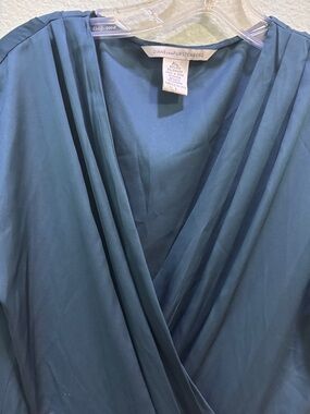 Diane von Furstenberg Teal Wrap Dress with Draped V-Neck